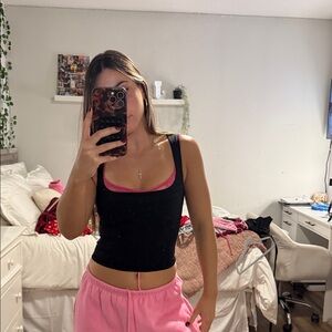 Princess Polly Black and Pink Tank Top